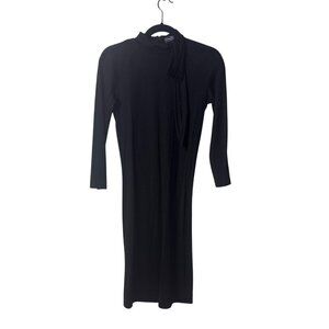 Salvatore Ferragamo Black Long-Sleeve Dress With High Neck & Back Zipper Size 40